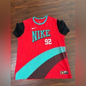 Nike Red and Black Striped Tee